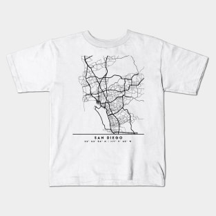 SAN DIEGO CALIFORNIA BLACK CITY STREET MAP ART Kids T-Shirt